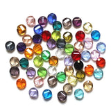 50Pcs 10mm Faceted Crystal Glass Beads Flat Round Loose Beads for DIY Jewelry