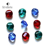 50Pcs 10mm Faceted Crystal Glass Beads Flat Round Loose Beads for DIY Jewelry