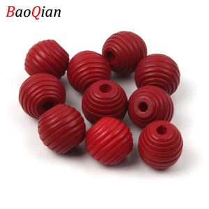50Pcs 12mm Natural Beehive Wooden Spacer Beads Round Ball Loose Beads