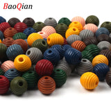 50Pcs 12mm Natural Beehive Wooden Spacer Beads Round Ball Loose Beads
