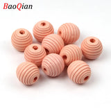 50Pcs 12mm Natural Beehive Wooden Spacer Beads Round Ball Loose Beads