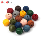 50Pcs 12mm Natural Beehive Wooden Spacer Beads Round Ball Loose Beads