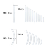 50Pcs/lot 14G Bioplast Barbell Parts 6-38mm Post Nipple Tongue Eyebrow Piercing
