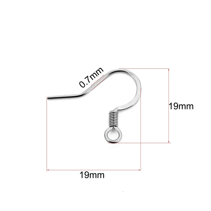 50Pcs Stainless Steel Ear Wire Fish Hooks for DIY Earrings