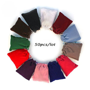 50Pcs Velvet Drawstring Pouches Jewelry Gift Bags