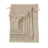50Pcs Retro Burlap Jute Linen Drawstring Gift Bags For Jewelry Packaging Logo