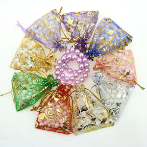 50Pcs/lot Organza Bags Wedding Christmas Jewelry Packing