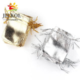 50Pcs Silver Drawstring Jewelry Gift Bags for Candy Wedding Party 7x9cm 9x12cm
