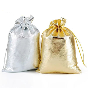 50Pcs Silver Drawstring Jewelry Gift Bags for Candy Wedding Party 7x9cm 9x12cm