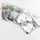 50Pcs Silver Organza Jewelry Packaging Drawstring Velvet Gift Bags