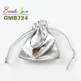 50Pcs Silver Organza Jewelry Packaging Drawstring Velvet Gift Bags
