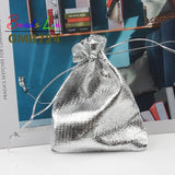 50Pcs Silver Organza Jewelry Packaging Drawstring Velvet Gift Bags