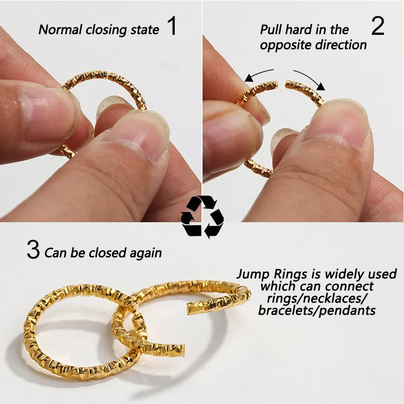 50Pcs Embossing Jump Rings Metal Connectors For DIY Jewelry Making
