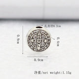 50Pcs/lot Perforated CSPB St. Benedict Round Beads DIY Rosary Necklace Parts