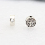 50Pcs/lot Perforated CSPB St. Benedict Round Beads DIY Rosary Necklace Parts