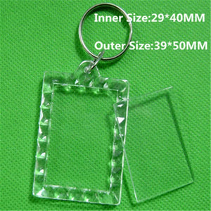 50Pcs Acrylic Blank Picture Frame Keychains DIY Gift