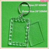 50Pcs Acrylic Blank Picture Frame Keychains DIY Gift