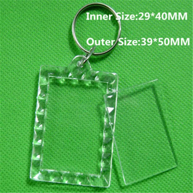 50Pcs Acrylic Blank Picture Frame Keychains DIY Gift