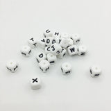 50Pcs Silicone Letter Beads Food Teething Nursing Chewing 12mm Alphabet Beads
