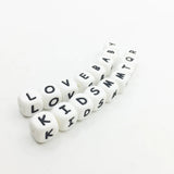 50Pcs Silicone Letter Beads Food Teething Nursing Chewing 12mm Alphabet Beads