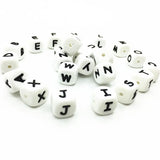 50Pcs Silicone Letter Beads Teething Chewing 12mm Loose Square Nursing Beads