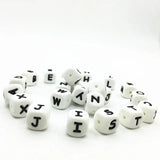 50Pcs Silicone Letter Beads Teething Chewing 12mm Loose Square Nursing Beads