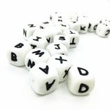 50Pcs Silicone Letter Beads Teething Chewing 12mm Loose Square Nursing Beads