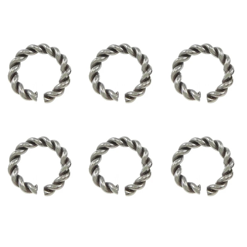 50Pcs Stainless Steel Hemp Rope Split Twist Jump Rings for DIY Jewelry Making