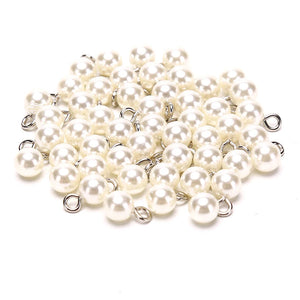 50Pc Stainless Steel Pearl Beads Charms for Jewelry Making