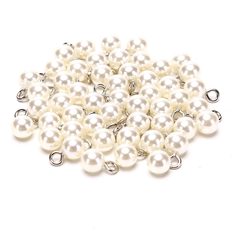 50Pc Stainless Steel Pearl Beads Charms for Jewelry Making