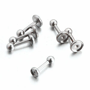50Pcs Stainless Steel Ear Studs Blanks Earrings Base Piercing DIY