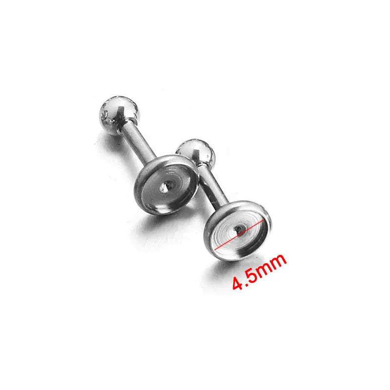 50Pcs Stainless Steel Ear Studs Blanks Earrings Base Piercing DIY