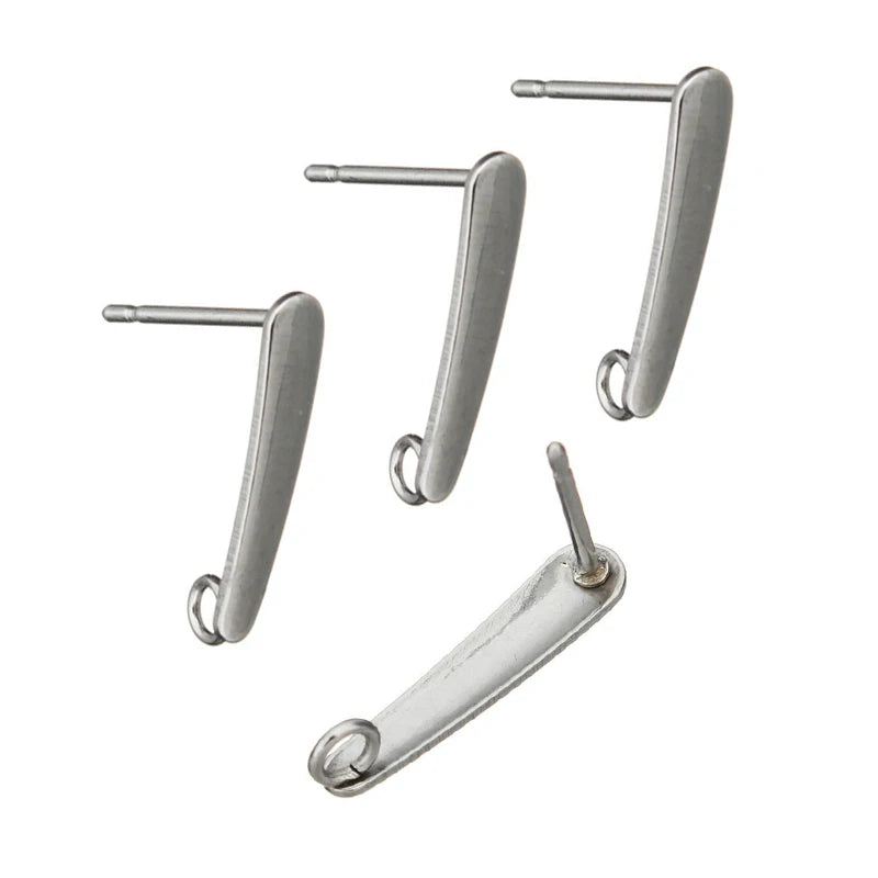 50Pcs Stainless Steel Hooks Coil Ear Wire Earrings DIY Earring J
