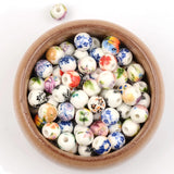 50Pcs/lot Ceramic Beads Flower Porcelain 8mm for DIY Jewelry Making Women