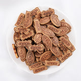 50Pcs Mixed Oval Letter Acrylic Beads Natural Wood Alphabet Spacer DIY Bracelet