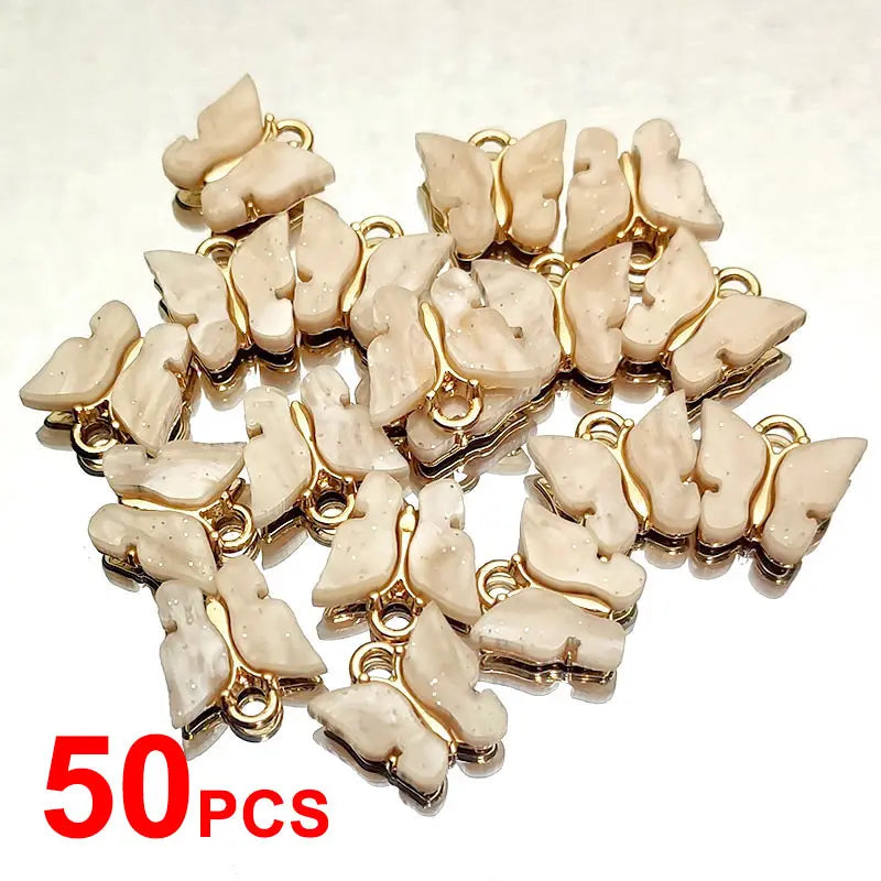 50Pcs Multicolor Butterfly Charms Insect Pendant DIY Jewelry Making