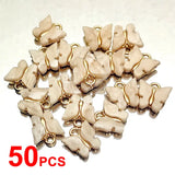 50Pcs Multicolor Butterfly Charms Insect Pendant DIY Jewelry Making