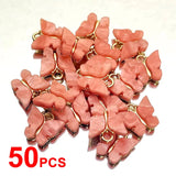 50Pcs Multicolor Butterfly Charms for DIY Earrings Necklaces Bracelet