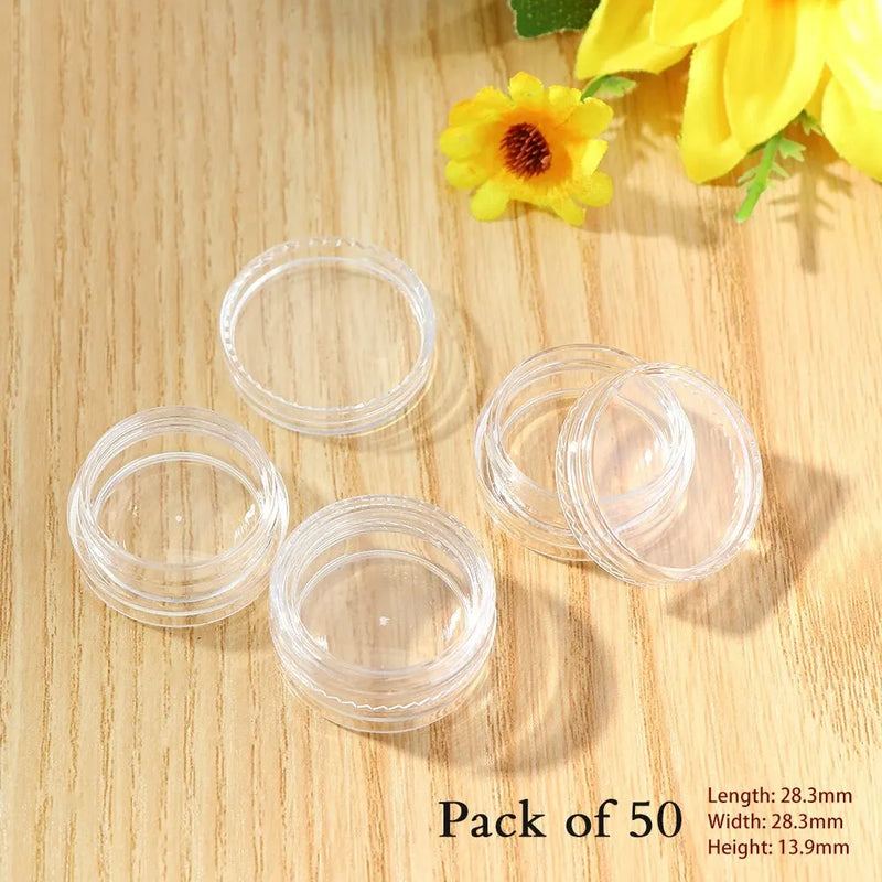50Pcs Transparent Plastic Bead Storage Box Round Container Jars