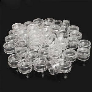 50Pcs Transparent Plastic Bead Storage Box Round Container Jars