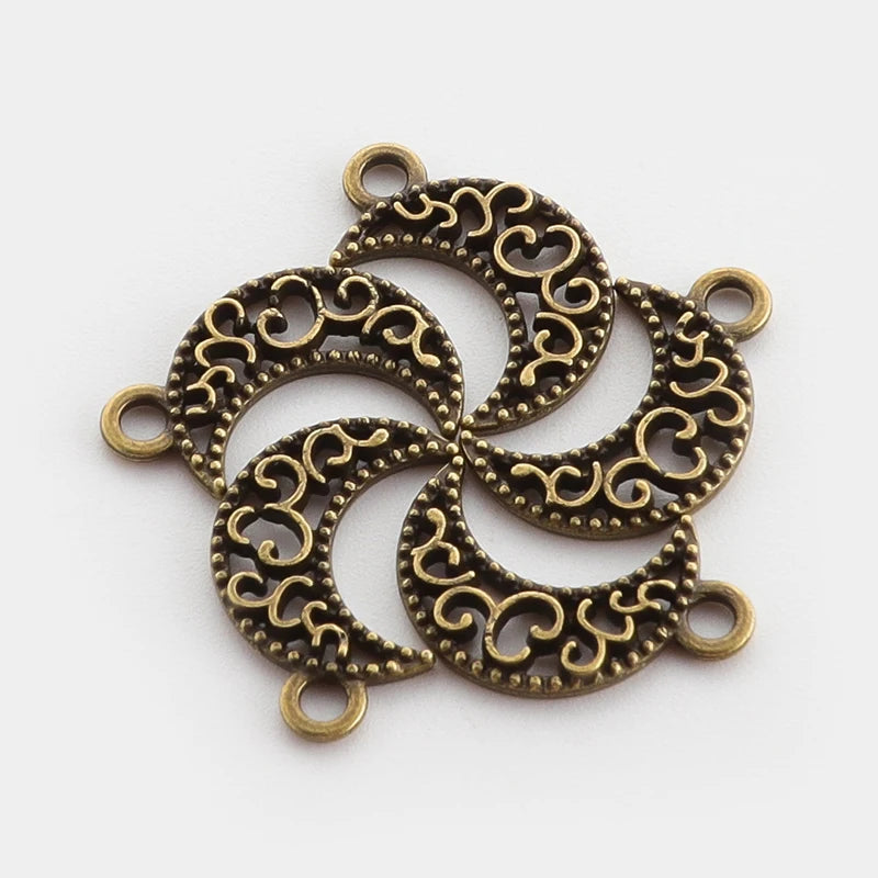 50Pcs Antique Bronze Moon Charms for DIY Jewelry Making