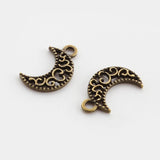 50Pcs Antique Bronze Moon Charms for DIY Jewelry Making