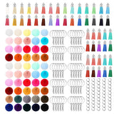 50Pcs Pom Pom Keychains Set Fluffy Faux Fur Tassels Keyrings