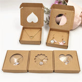 50 Sets Brown Necklace & Earring Gift Boxes 6x6x1cm Small Square Jewelry Set