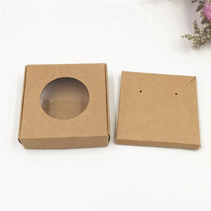 50 Sets Brown Necklace & Earring Gift Boxes 6x6x1cm Small Square Jewelry Set