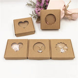 50 Sets Brown Necklace & Earring Gift Boxes 6x6x1cm Small Square Jewelry Set