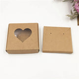 50 Sets Brown Necklace & Earring Gift Boxes 6x6x1cm Small Square Jewelry Set