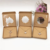 50 Sets Brown Necklace & Earring Gift Boxes 6x6x1cm Small Square Jewelry Set