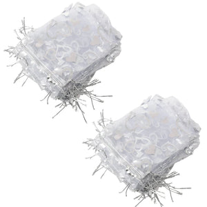 50X Silver Organza Wedding Favor Gift Bag 12X10cm