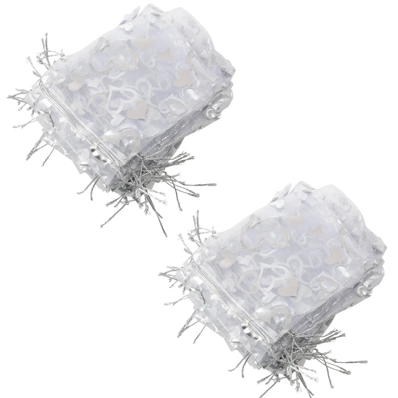 50X Silver Organza Wedding Favor Gift Bag 12X10cm